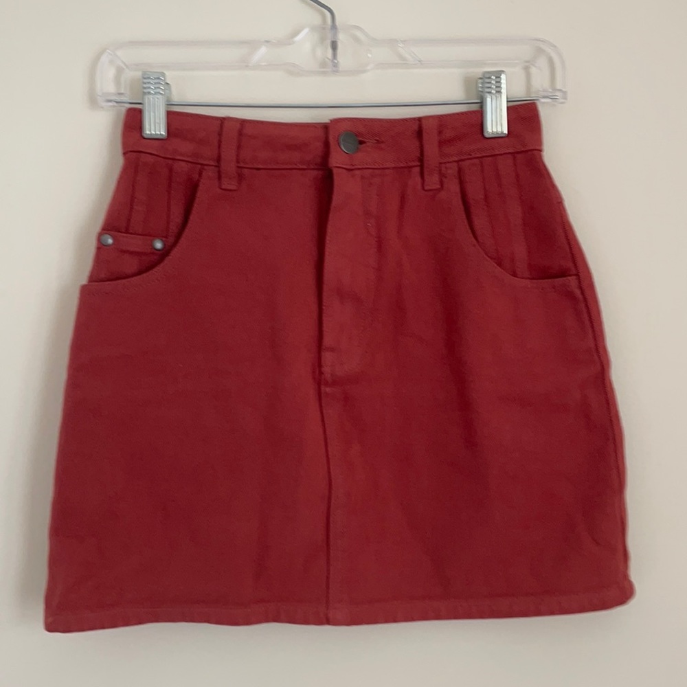 Afends Burnt Orange Denim Mini Skirt